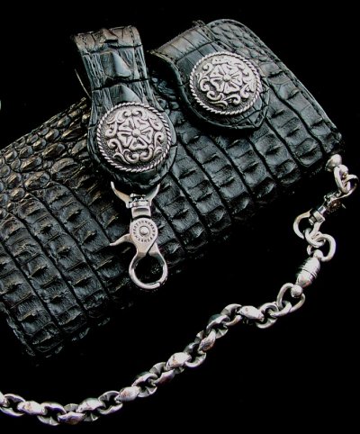 画像1: ファニー ライダースウォレット（ホーンバックナイルクロコダイル・ブラック/VICTOR37MM・SE-1）/Funny Rider's Wallet(Horn Back Nile Crocodile・Black)