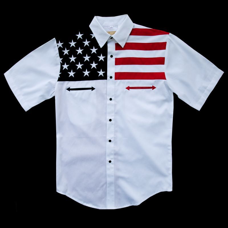スカリー Usa 刺繍シャツ メンズ 半袖 アメリカンフラッグ Scully Short Sleeve Western Shirt 半袖シャツ T シャツ