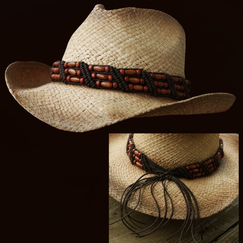 ウェスタン ストローハット ビーズ（ナチュラル）/Western Straw Hat