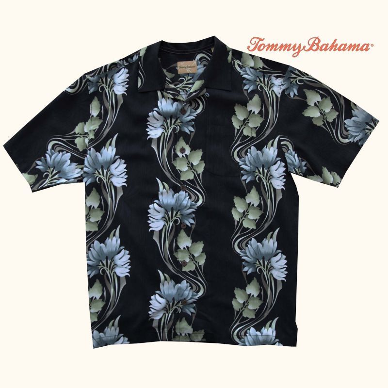 トミーバハマ シルク リゾート シャツ ブラック（半袖）M/Tommy Bahama Short Sleeve Shirt 半袖シャツ・Tシャツ