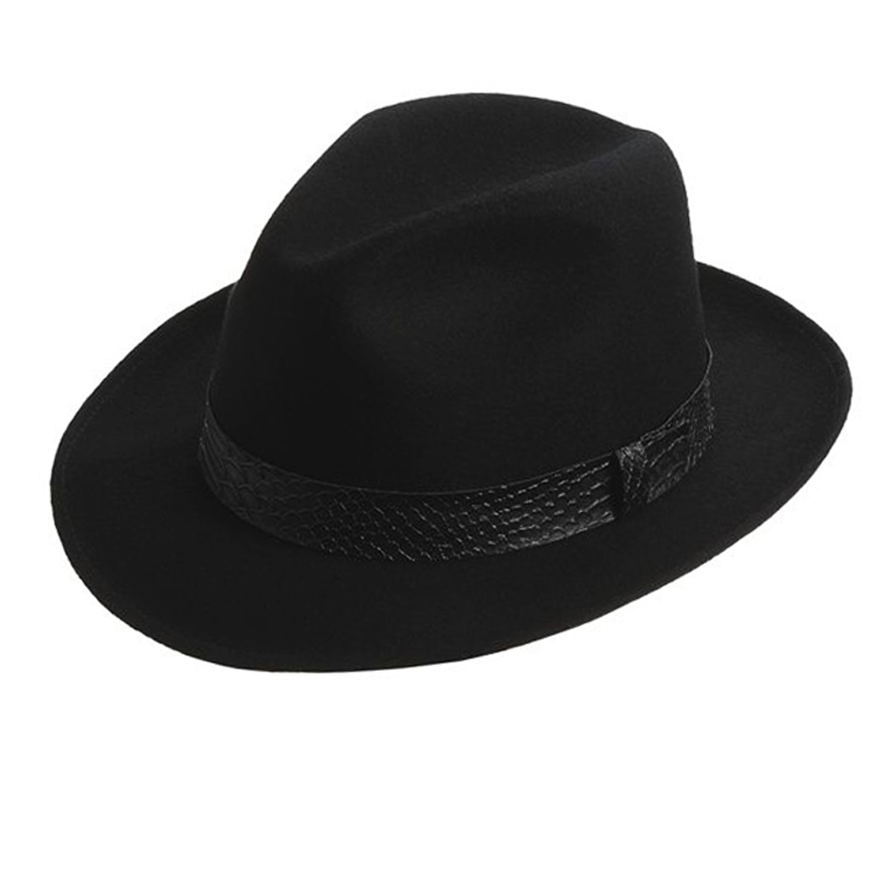 ウール フェドラ ハット（ブラック）/Fedora Hat(Black) ウールハット・レザーハット・コットンハット