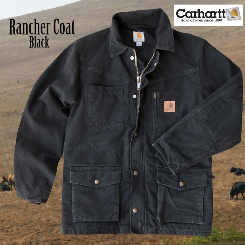 画像1: カーハート サンドストーン ランチャーコート ブラックS/Carhartt Sandstone Rancher Coat (1)