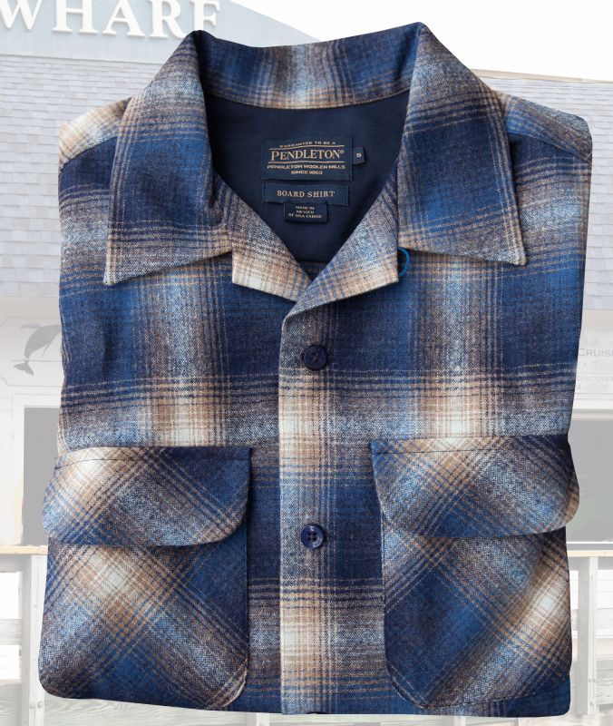 ペンドルトン ウールシャツ ボードシャツ タン・ブルーオンブレXS/Pendleton Board Shirt 長袖シャツ