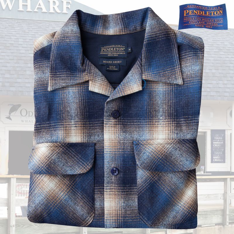 ペンドルトン ウールシャツ ボードシャツ タン ブルーオンブレxs Pendleton Board Shirt 長袖シャツ