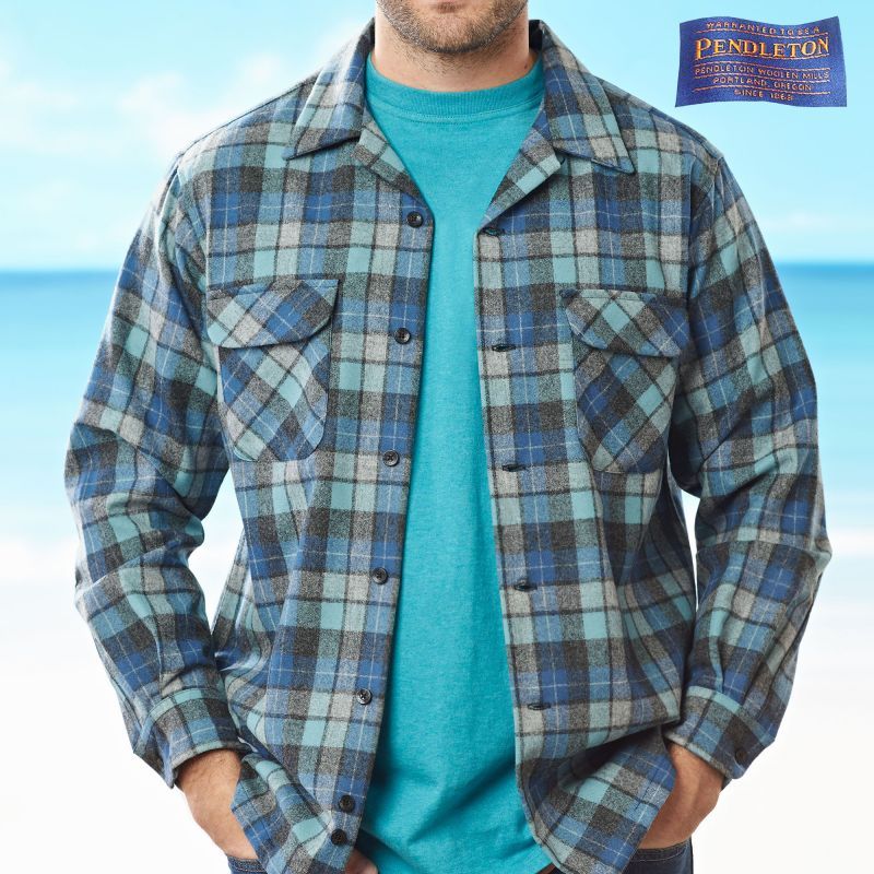 ペンドルトン ウールシャツ ビンテージフィット ボードシャツ（ライダーシャツ）1960s オリジナル ビーチボーイズプラッド（ブルー）XXS