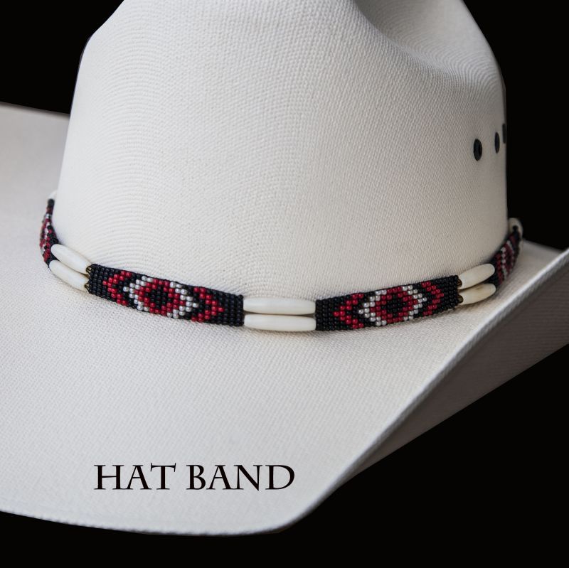 ハット バンド ホースヘアー・ビーズ・ボーン(アイボリー・ブラック)/Hat Band ウールハット・レザーハット・コットンハット
