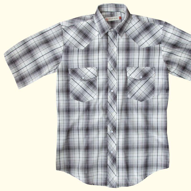 ローパー ウエスタンシャツ（グレー・ホワイト/半袖）S/Roper Short Sleeve Western Shirt 半袖シャツ・Tシャツ