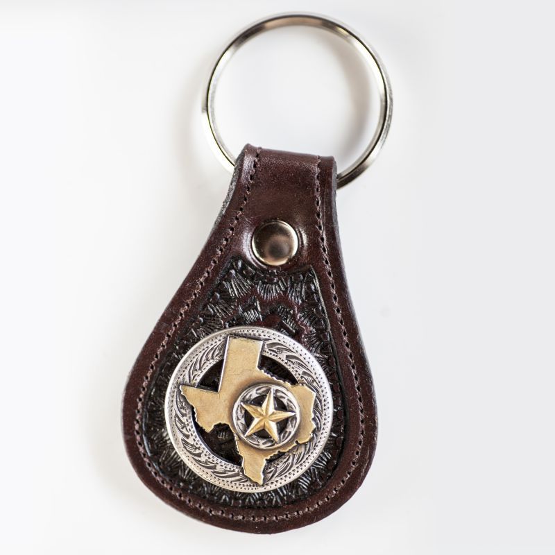 テキサス コンチョ レザーキーホルダー ブラウン Texas Concho Leather Key Fob Brown キーホルダー キーケース ストラップ