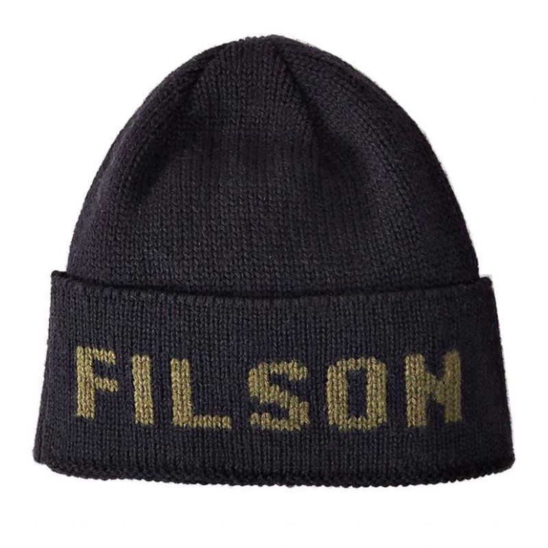 フィルソン バージンウール ニット キャップ（ブラック・オッターグリーン）/Filson Knit Cap キャップ/Caps
