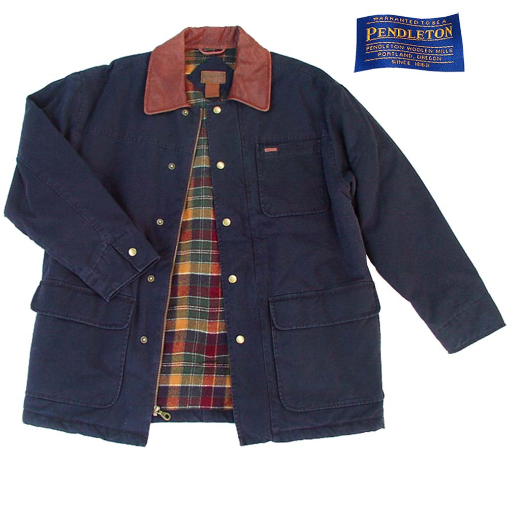 ペンドルトン レザーカラー コート（ネイビー）S/Pendleton Coat