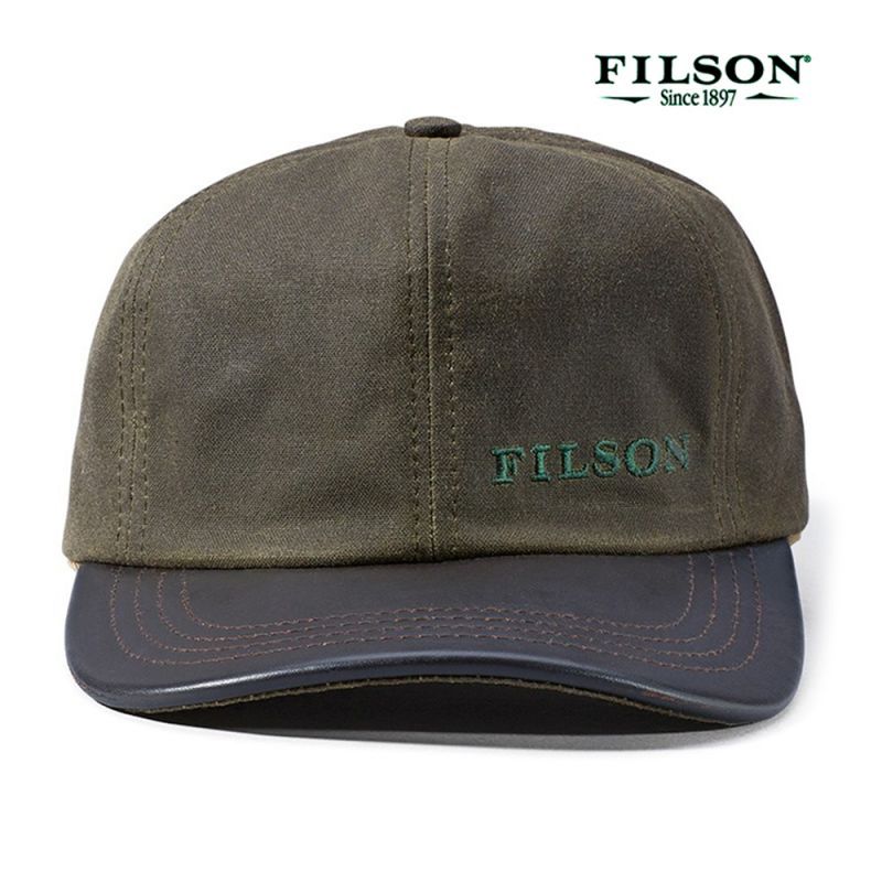 フィルソン ティンクロス レザー キャップ（オッターグリーン）/Filson Tin Cloth Leather Cap(Otter Green)  キャップ