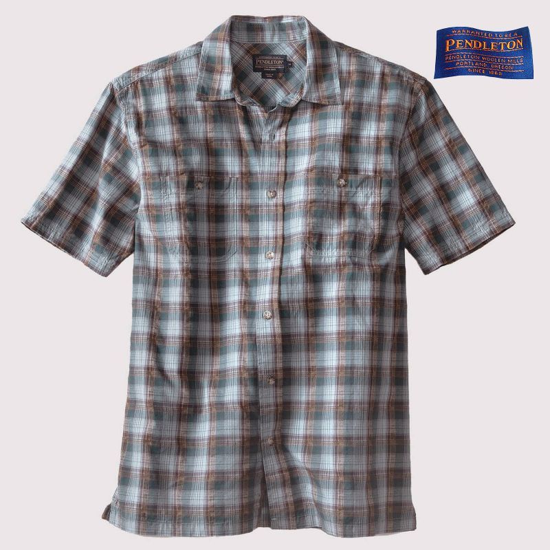 ペンドルトン バーロウ アウトドア シャツ 半袖 ブルー S Pendleton Barlow Outdoor Shirt 半袖シャツ Tシャツ