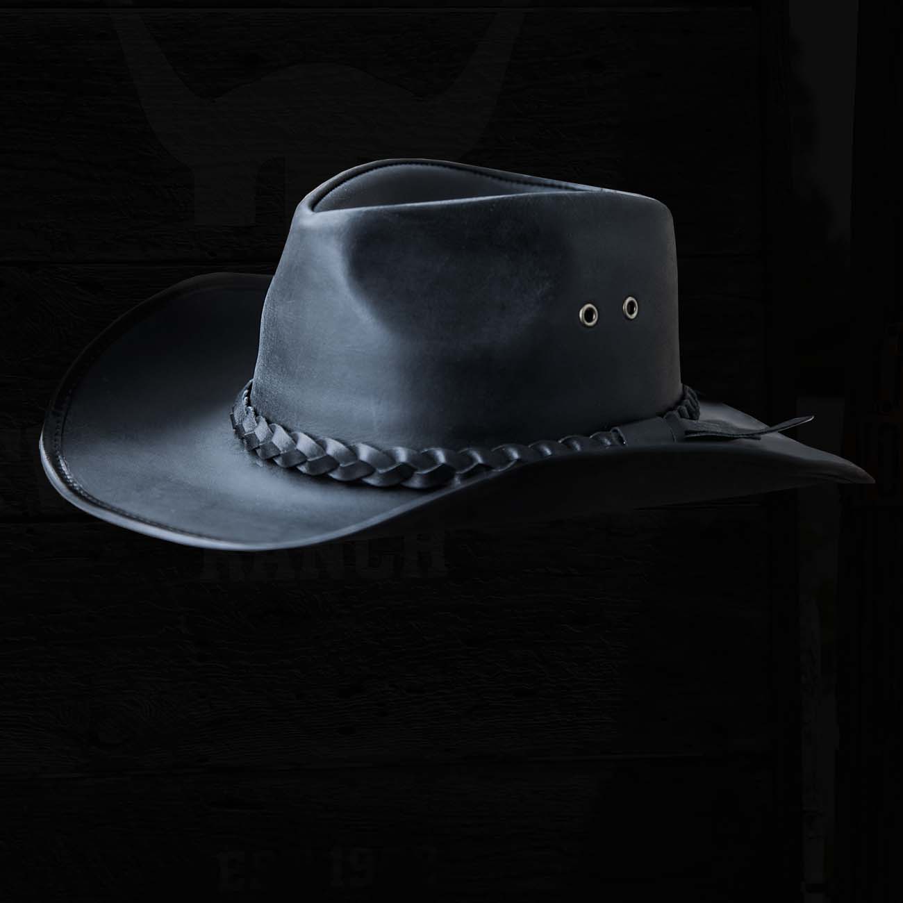 ブラック バッファロー カウボーイ ハット/Genuine Leather Cowboy Hat