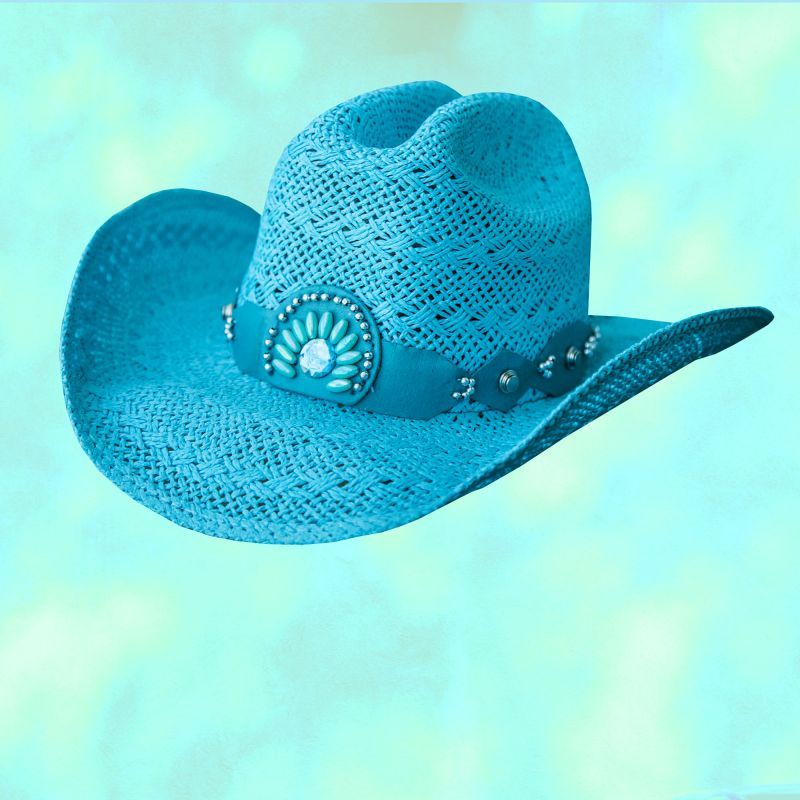 画像1: ブルハイド ウエスタン ストローハット イッチィグーニー（ターコイズブルー）/Bullhide Western Straw Hat Itchygoonie(Blue) (1)