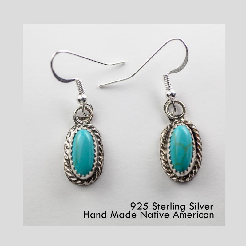 ナバホ インディアンハンドメイド スターリングシルバー・ターコイズ ピアス/Navajo Sterling Silver Pierce