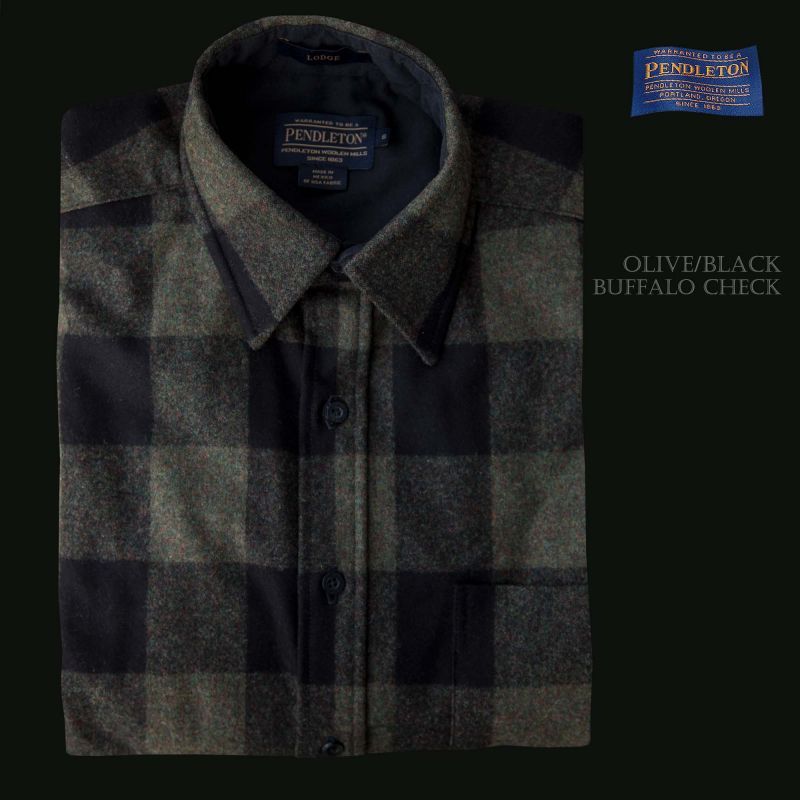 ペンドルトン ウールシャツ ロッジシャツ オリーブ ブラック バッファローチェックs Pendleton Lodge Shirt 長袖シャツ