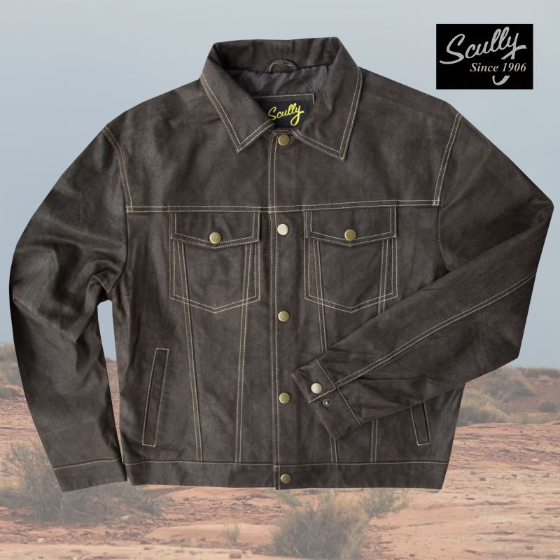 画像1: スカリー レザー ジージャンスタイル ジャケット（ダークブラウン）S/Scully Leather Jean Jacket(Dark Brown) (1)