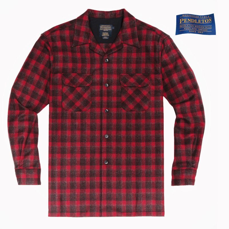ペンドルトン バージンウールシャツ ボードドシャツ（ダークレッドプラッド）S/Pendleton Board Shirt(Dark Red