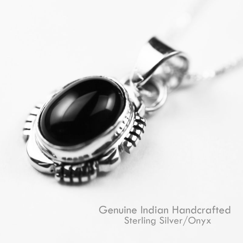 アメリカインディアン ナバホ族 オニキス スターリングシルバー ネックレス Navajo Handmade Onyx Sterling Silver Necklace ネックレス ピアス イアリング リング ブローチ バレッタ カチューシャ