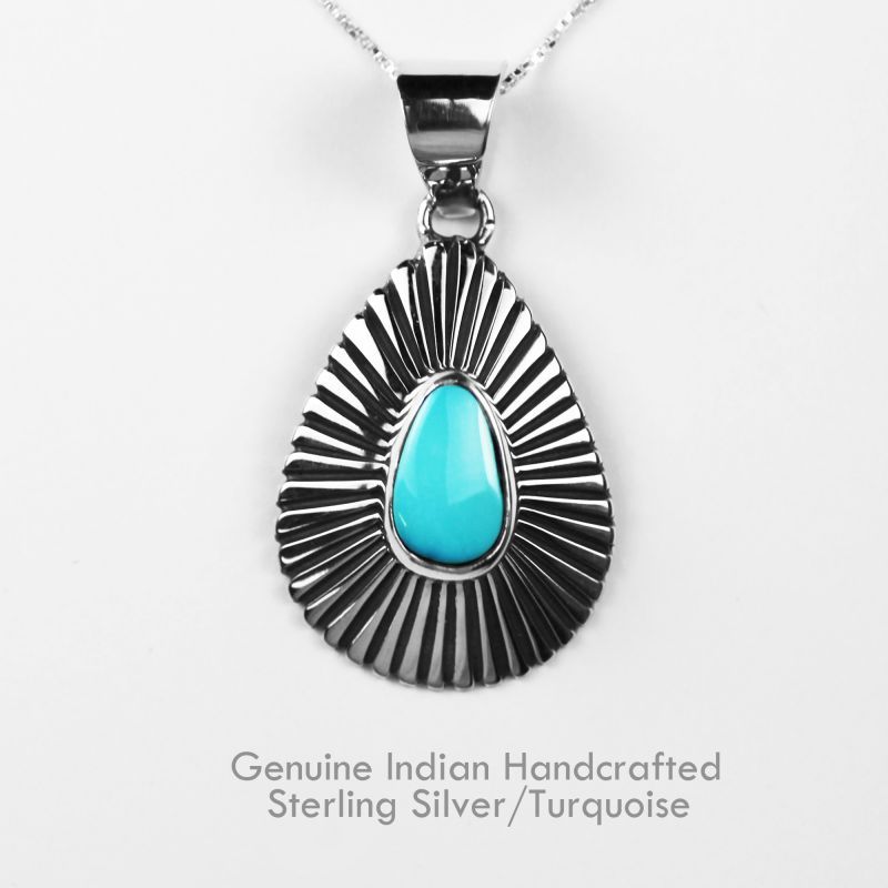 ナバホ ターコイズ&スターリングシルバー ネックレス/Navajo Handmade Turquoise&Sterling Silver
