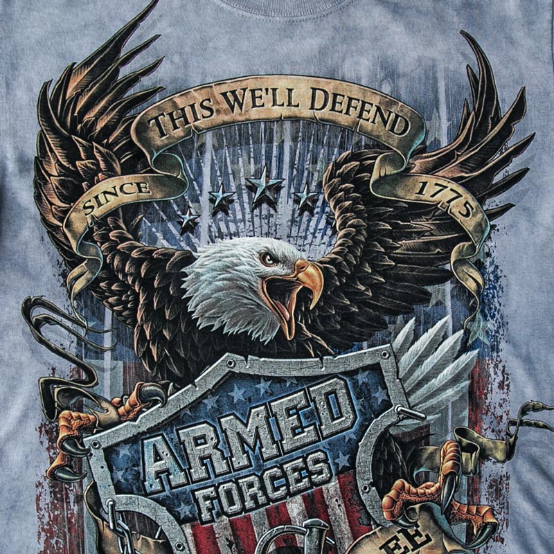 アメリカンイーグル＆星条旗 ARMED FORCES 半袖Tシャツ（ライトブルー