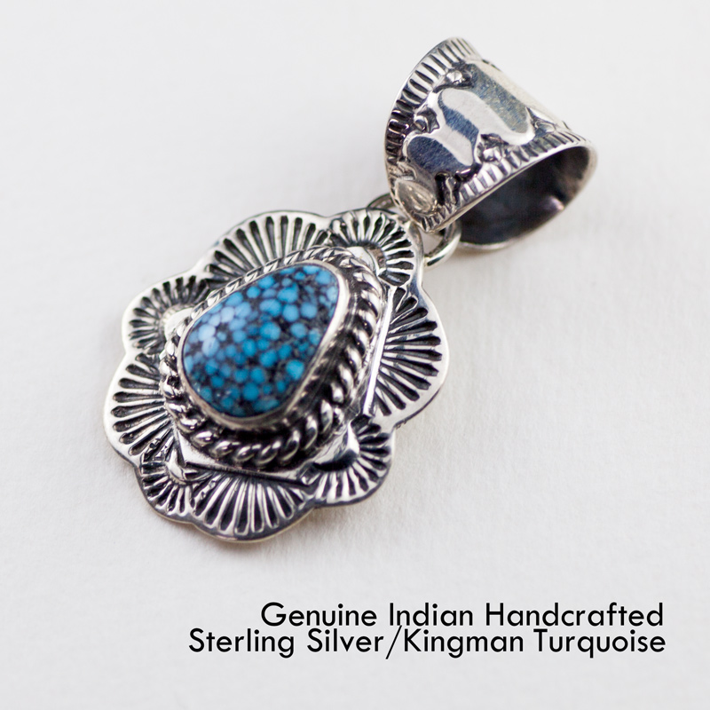 ナバホ インディアン キングマン ターコイズ・スターリングシルバー ペンダント トップ/Navajo Sterling Silver Kingman  Turquoise Pendant