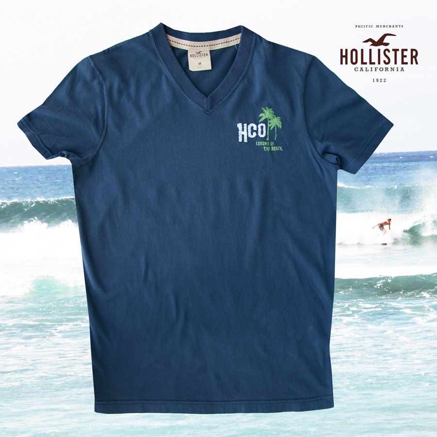 ホリスター 刺繍入り 半袖 Tシャツ パームツリー・ネイビーM/Hollister Short Sleeve T-Shirt HCO LEGEND  OF THE BEACH 半袖シャツ・Tシャツ