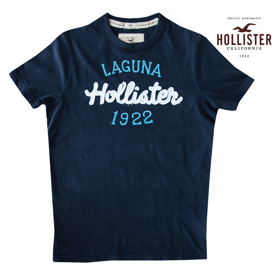 画像1: ホリスター ラグナビーチ アップリケロゴ&刺繍 半袖 Tシャツ ネイビー/Hollister Laguna Beach Short Sleeve T-Shirt (Navy) (1)