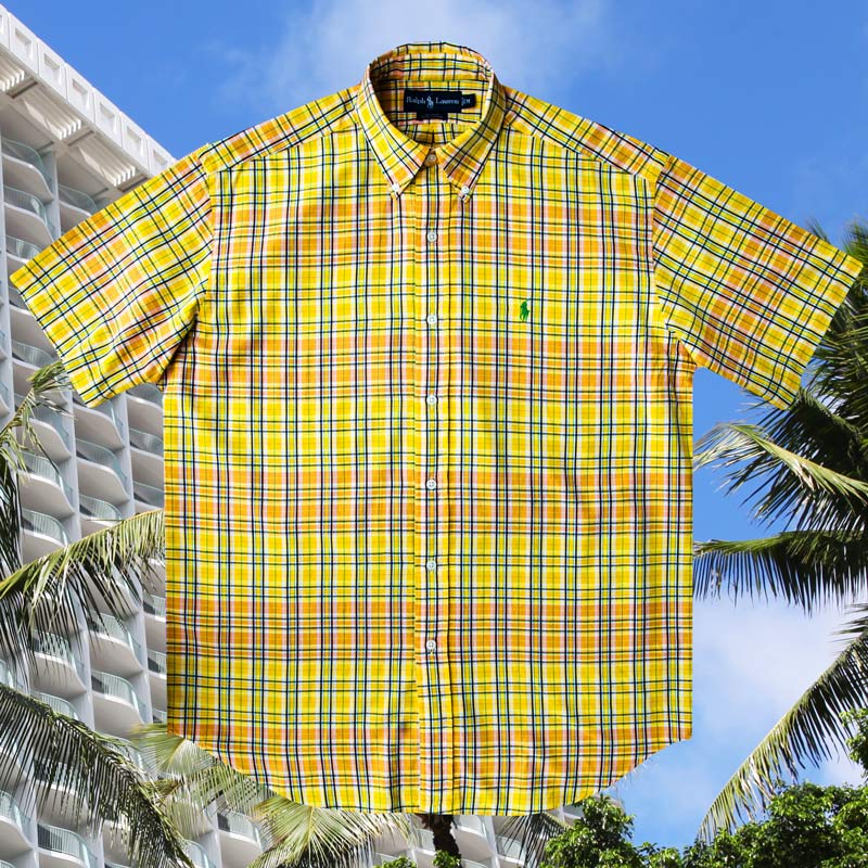 ラルフローレン 半袖 シャツ（レモンイエロー・ピーチ）/Ralph Lauren Plaid Shortsleeve Shirt 半袖シャツ・Tシャツ