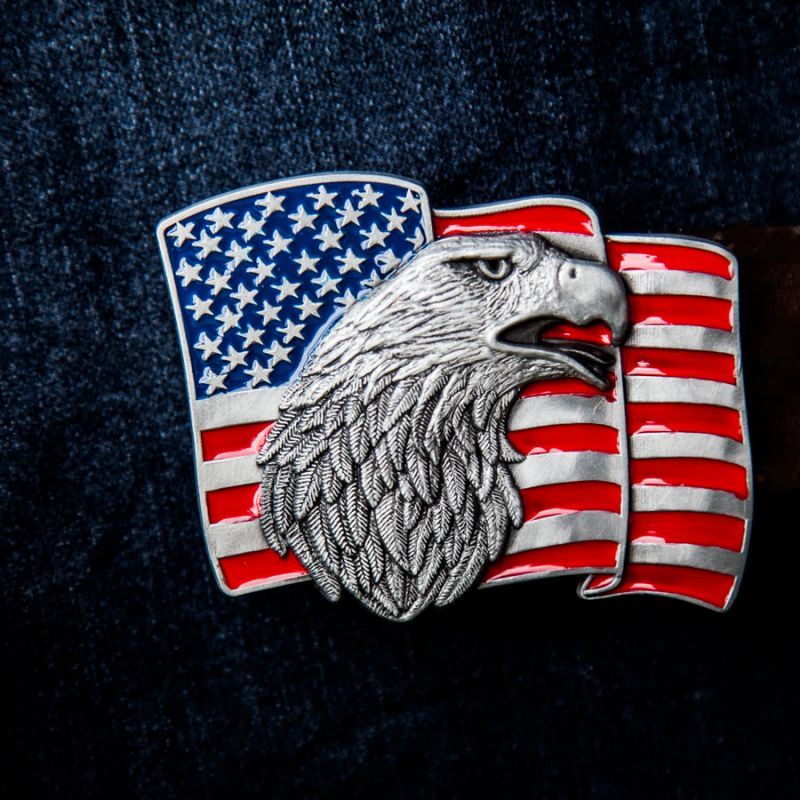 アメリカンイーグル&USフラッグ ベルト バックル/Buckle Eagle Head&Flag