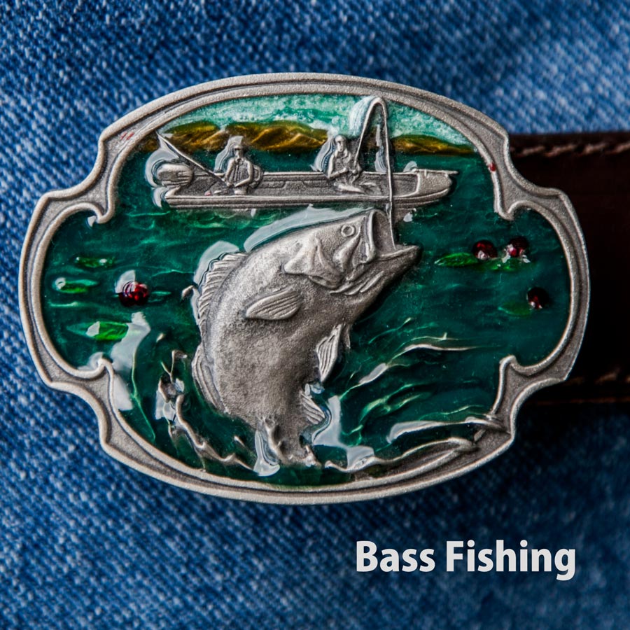 バス フィッシング ベルト バックル/Bass Fishing Belt Buckle レザー