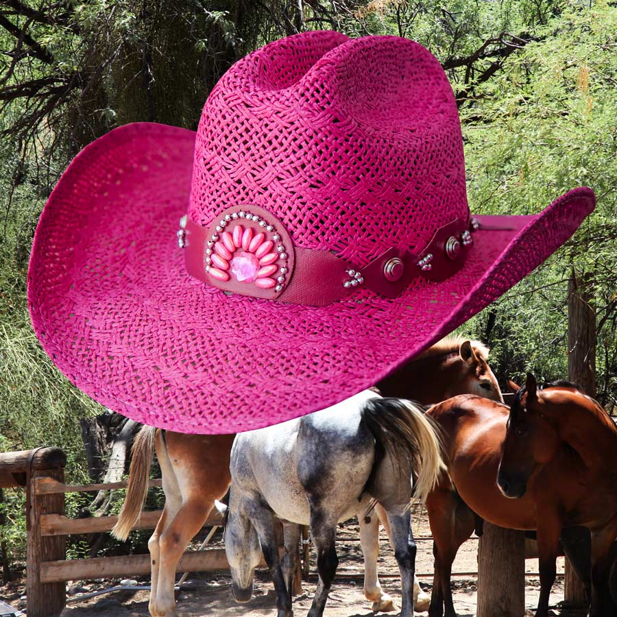 ブルハイド ウエスタン ストローハット イッチィグーニー（フクシャピンク）/Bullhide Western Straw Hat Itchygoonie(Fuchsia)