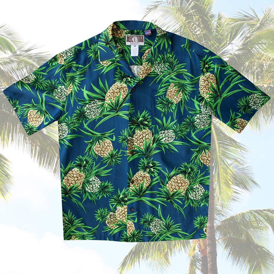 レーヨン アロハシャツ パイナップル（ネイビー）/Aloha Shirt 半袖シャツ・Tシャツ