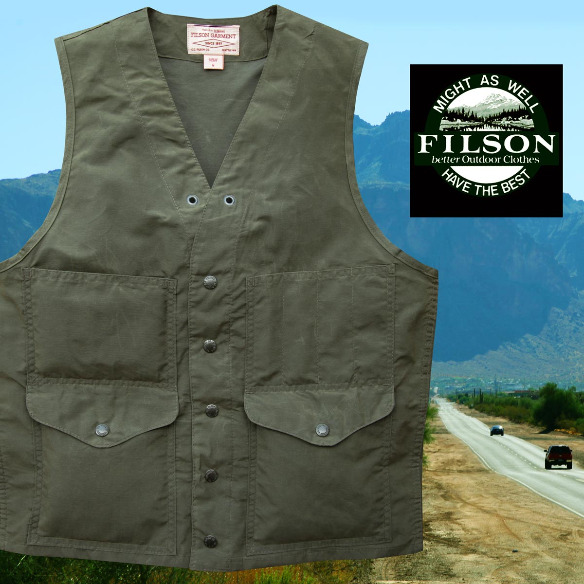 画像1: フィルソン クルーザー ベスト（オッターグリーン）/Filson Cruiser Vest(Otter Green) (1)