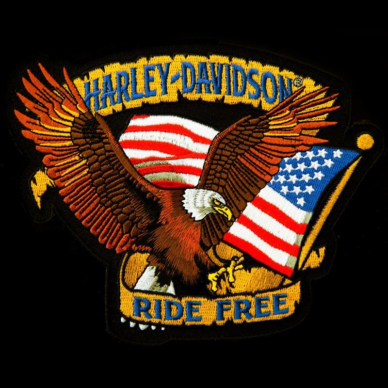 ハーレーダビッドソン アメリカンイーグル&アメリカ国旗 刺繍ワッペン/Harley Davidson American Eagle&U.S