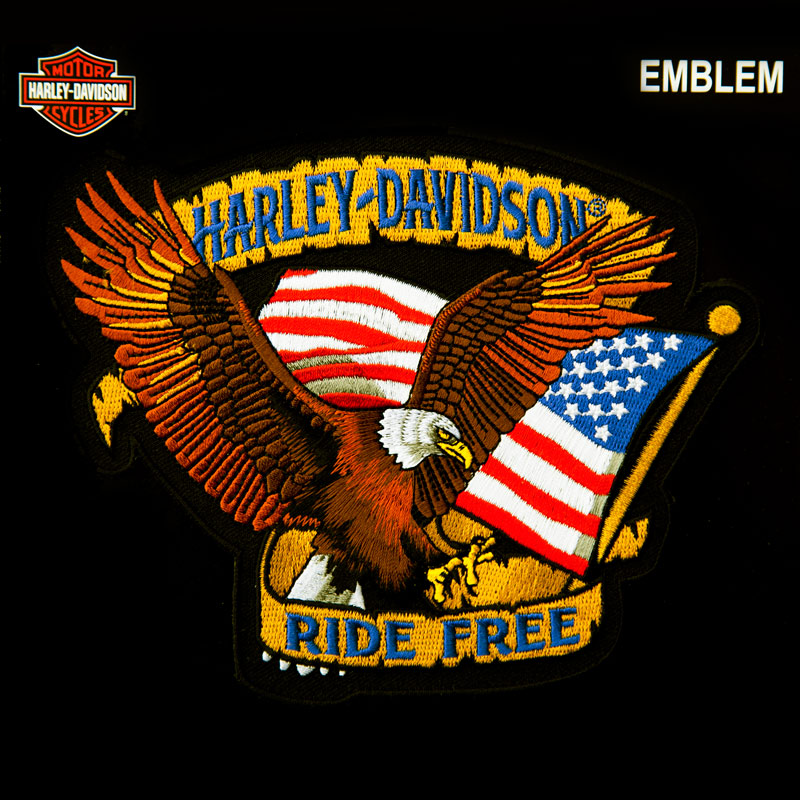 ハーレーダビッドソン アメリカンイーグル&アメリカ国旗 刺繍ワッペン 