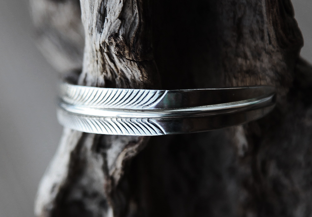ナバホ フェザー 925 スターリングシルバー ハンドメイド ブレスレット Navajo Sterling Silver  Bracelet(Feather) ブレスレット・マネークリップ・ライター