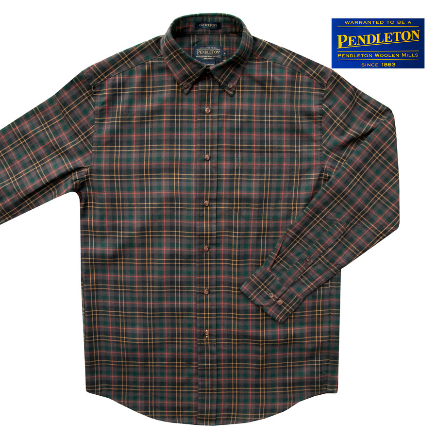 画像1: ペンドルトン コットン・ウール カンタベリー クロス ボタンダウンシャツ（長袖 ブラウン）S/Pendleton Canterbury Cloth Button-Down Shirt(Brown Plaid)  (1)
