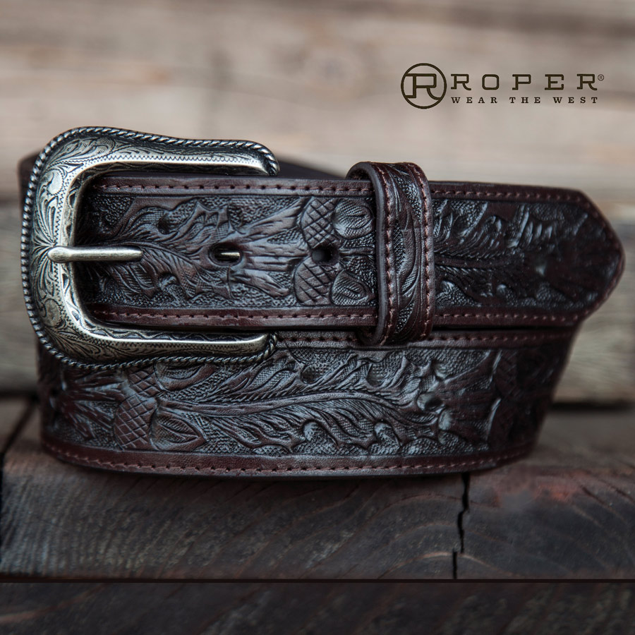 画像1: ローパー ウエスタン レザー ベルト（ダークブラウン）/Roper Western Leather Belt(Dark Brown) (1)