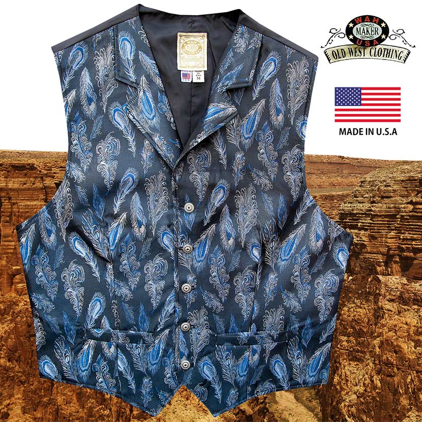 画像1: ワーメーカー オールドウエスト ベスト（ブルー ペイズリーフェザー）/Wah Maker Old West Vest (Blue Paisley Feather) (1)