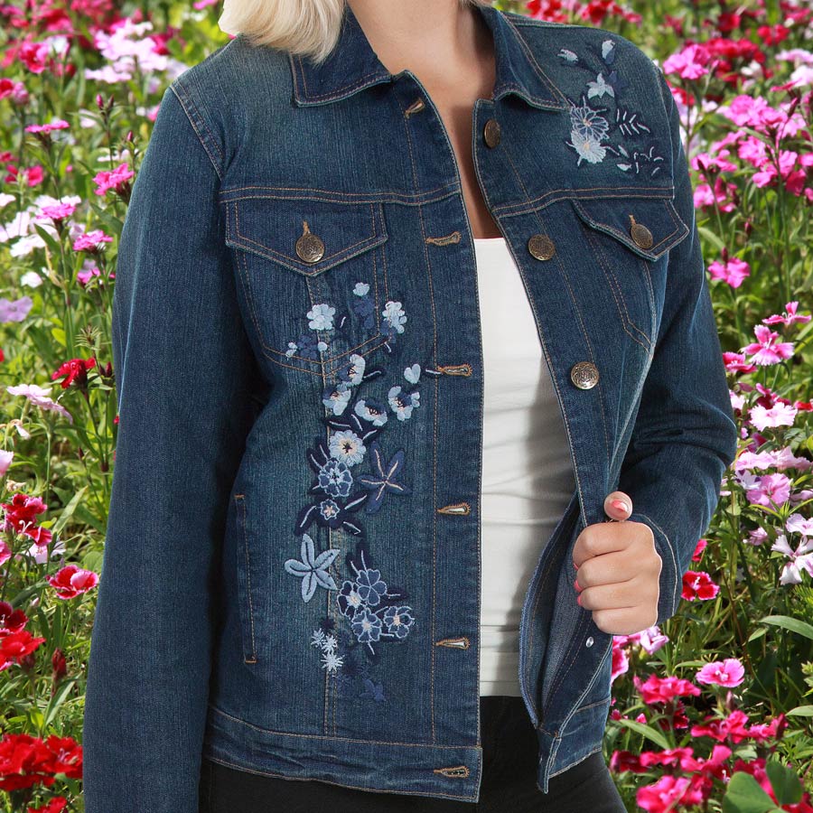 Vintage Denim Jacket 花柄 刺繍 デニムジャケット