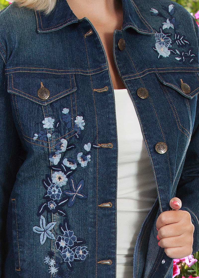 Vintage Denim Jacket 花柄 刺繍 デニムジャケット