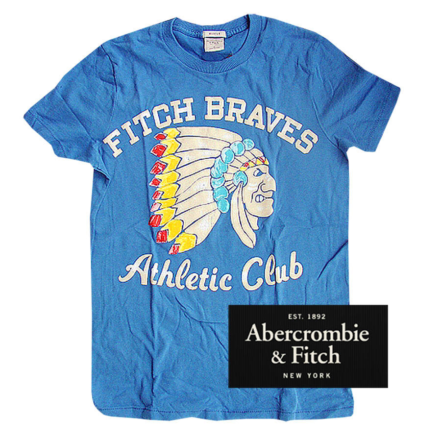 アバクロンビー＆フィッチ 半袖 Tシャツ （インディアン・ブルー）S/Abercrombie & Fitch T-shirt