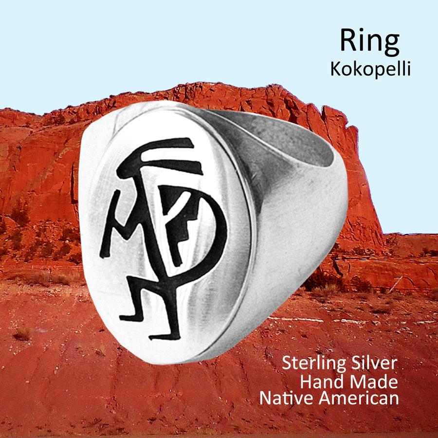アメリカインディアン ホピ族 スターリングシルバー ココペリ リング 21.5号/Hipi Sterling Silver Kokopelli
