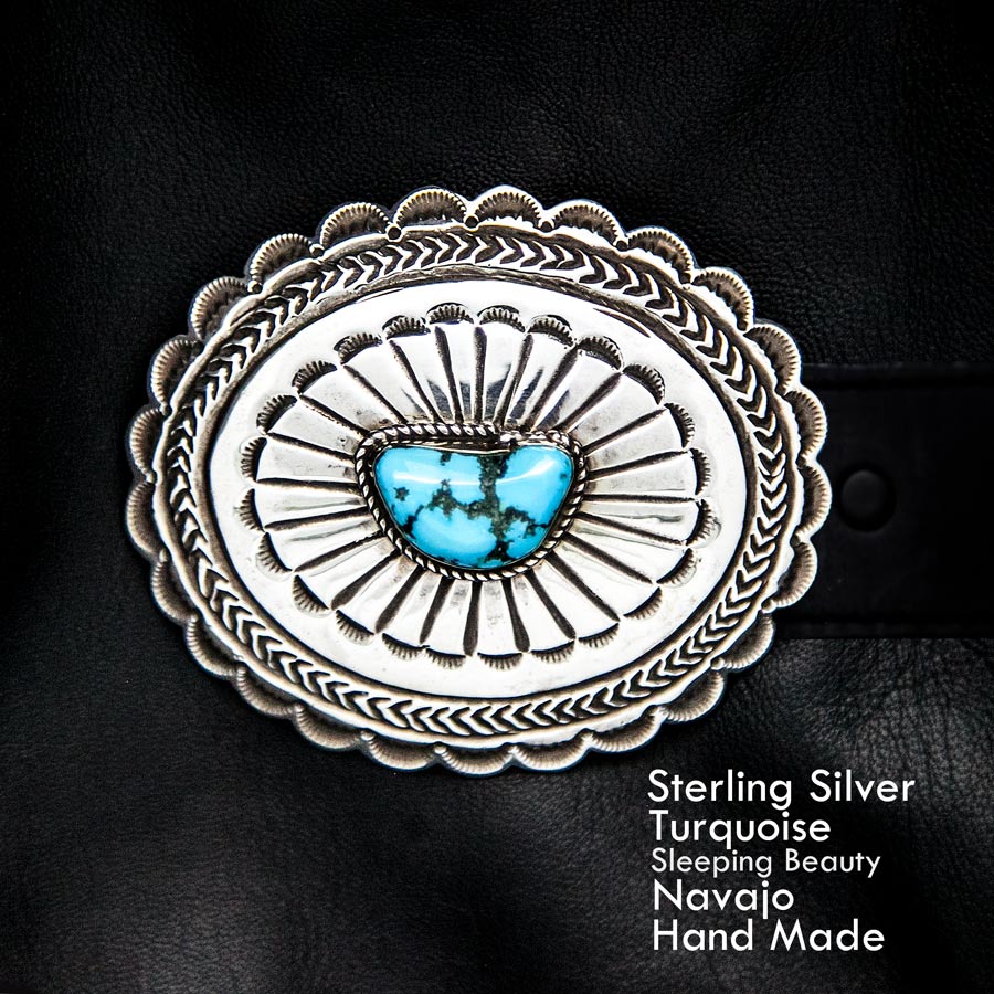 ナバホ シルバー スリーピングビューティーターコイズ ハンドメイド ベルト バックル/Navajo Handmade Belt Buckle  レザーベルト・バックル