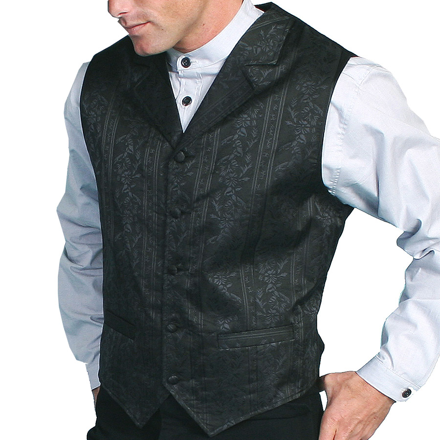 画像1: スカリー フローラル ブラック ベスト/Scully Floral Jacquard Vest (Black) (1)
