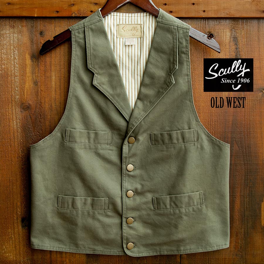 画像1: スカリー キャンバス ベスト（アーミーグリーン）/Scully Canvas Vest (Khaki) (1)