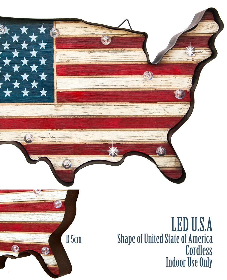 星条旗・アメリカ国旗 LEDライト ウォール サイン/LED USA Wall Decor