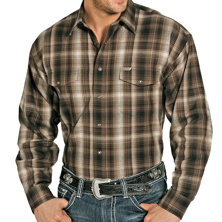 画像1: パンハンドルスリム ブラッシュドコットン ウエスタン シャツ（ブラウン）/Panhandle Slim Western Shirt(Brown) (1)