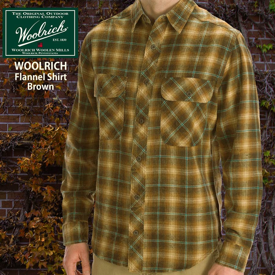 画像1: ウールリッチ フランネル シャツ ブラウン（長袖）S/Woolrich Long Sleeve Flannel Shirt(Brown) (1)